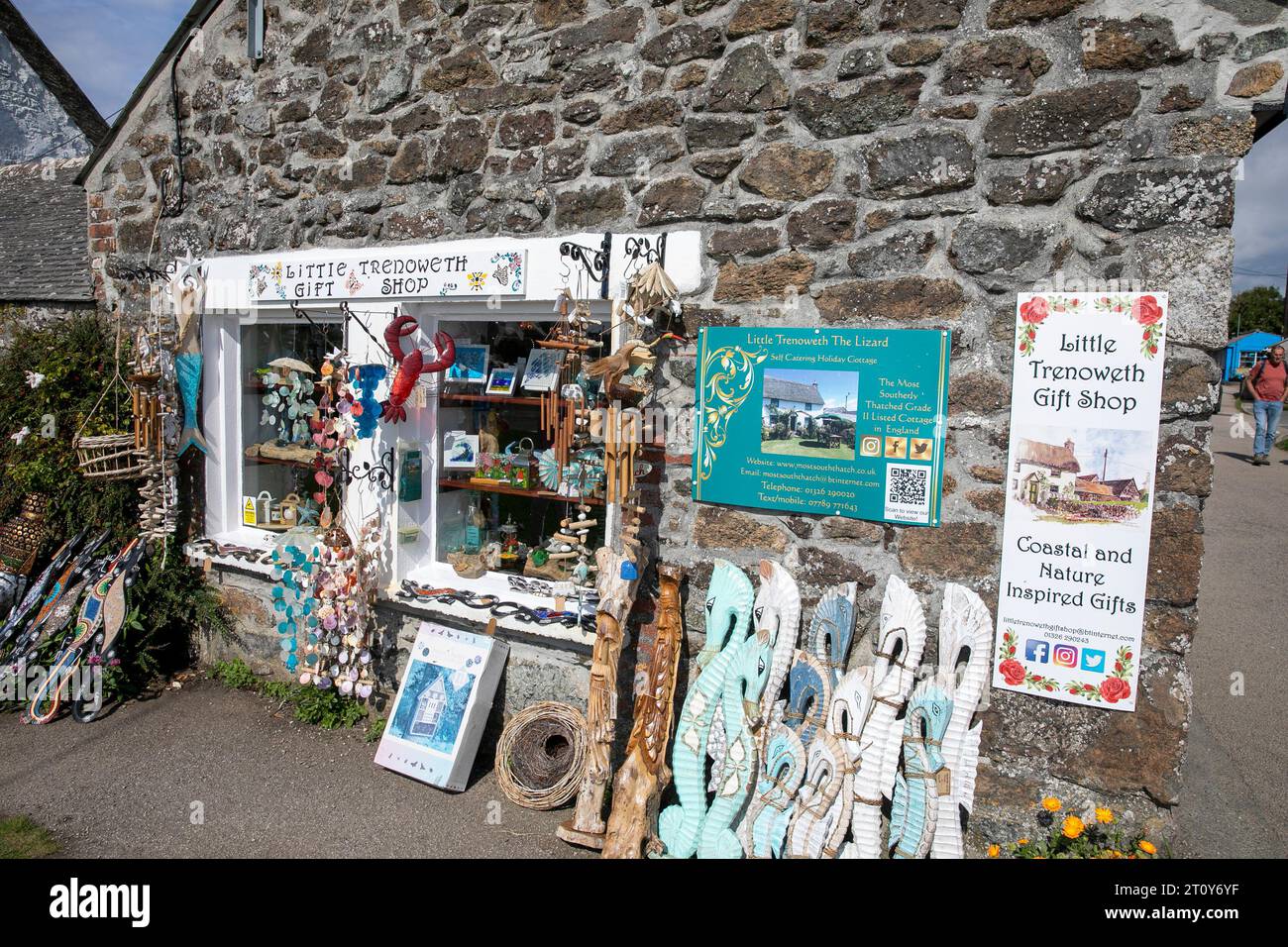 Lézard, Cornouailles, petite boutique de cadeaux trenoweth vendant des cadeaux côtiers et de la nature et des souvenirs, Angleterre, Royaume-Uni, 2023 Banque D'Images