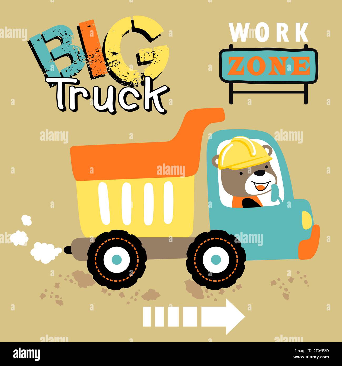 dessin animé de vecteur d'ours mignon conduisant un camion à benne basculante Illustration de Vecteur