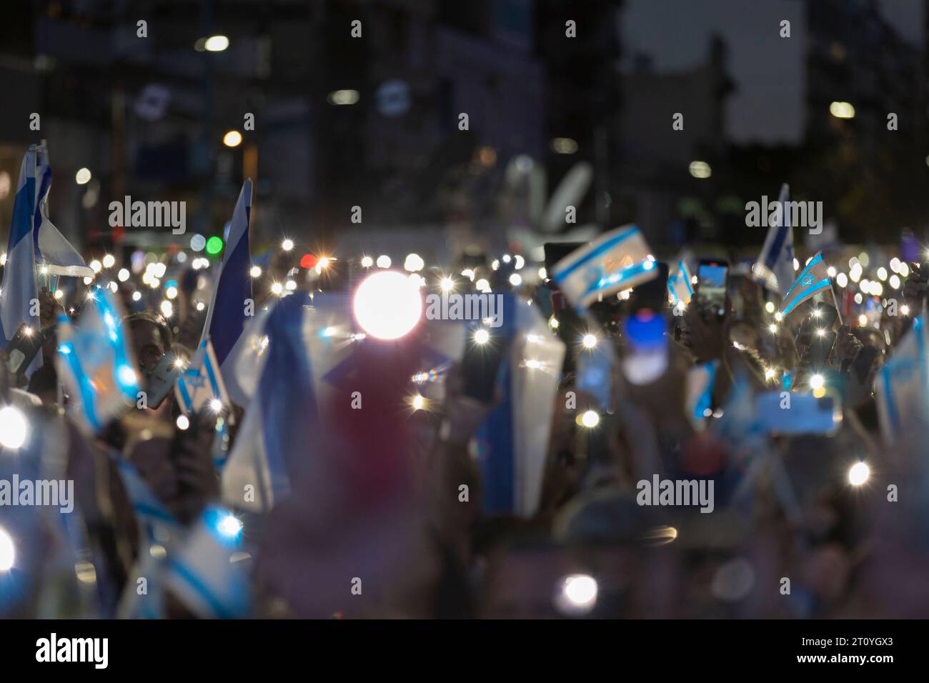 Buenos Aires, Argentine, 9 octobre 2023. Les organisations communautaires juives du pays, l'AMIA, l'Organisation sioniste Argentine et le DAIA organiseront une marche en soutien à Israël sous le slogan "ensemble, Israël vaincra la terreur, toujours" en répudiant les attaques du Hamas. La population juive d'Argentine est la troisième plus grande communauté juive des Amériques (après les États-Unis et le Canada), et la plus grande d'Amérique latine. (Crédit : Esteban Osorio/Alamy Live News) Banque D'Images