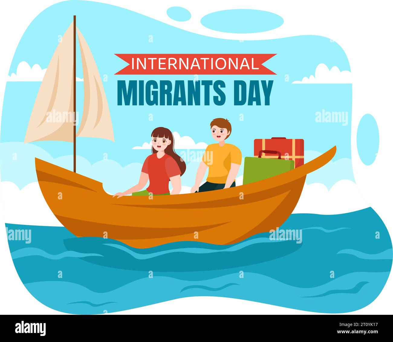 Illustration vectorielle de la Journée internationale des migrants le 18 décembre avec Immigration People and Refugee for the protection of Human Rights in Background Illustration de Vecteur