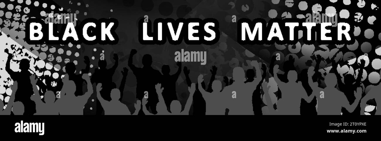 La foule proteste avec le slogan Black Lives Matter et I Cant Breath. Bannière grunge vectorielle Illustration de Vecteur