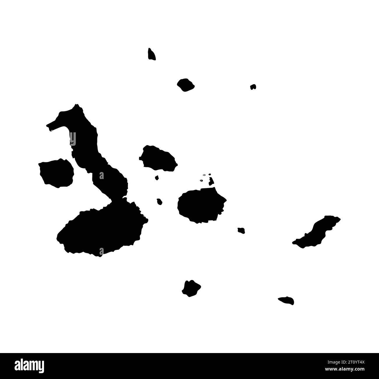 Carte de l'île Galapagos silhouette territoire de région, illustration de style de forme noire Illustration de Vecteur