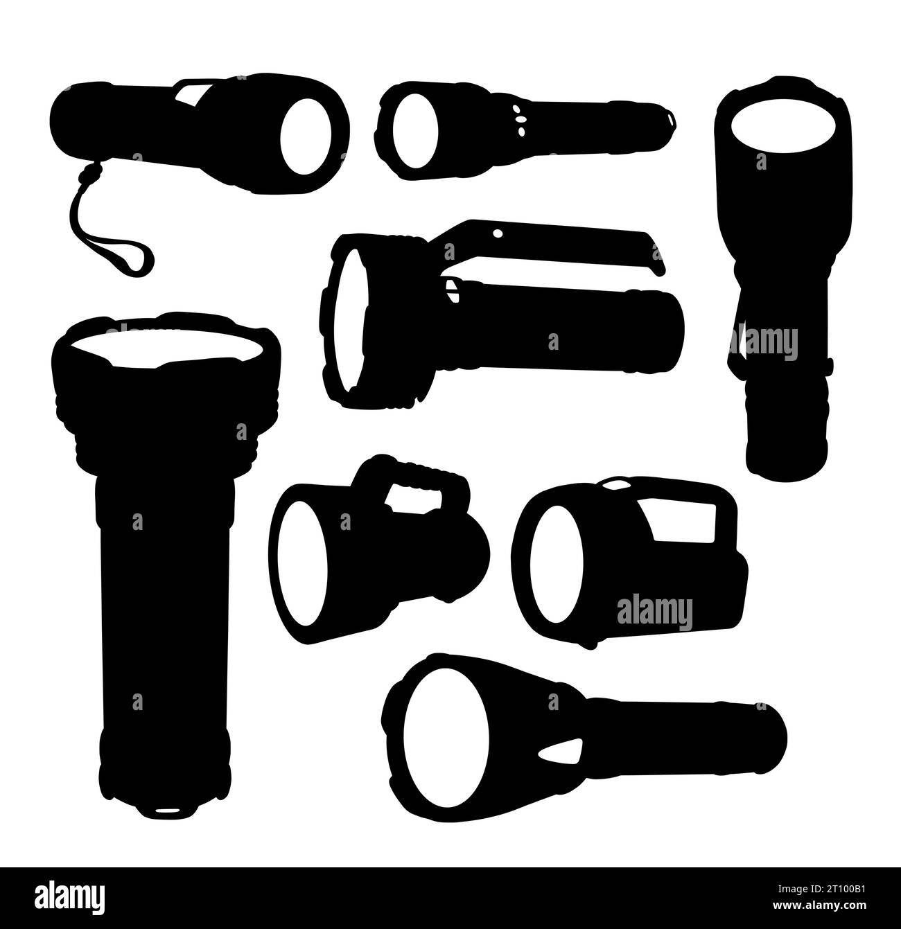 silhouette d'outil d'équipement de lampe de poche Illustration de Vecteur