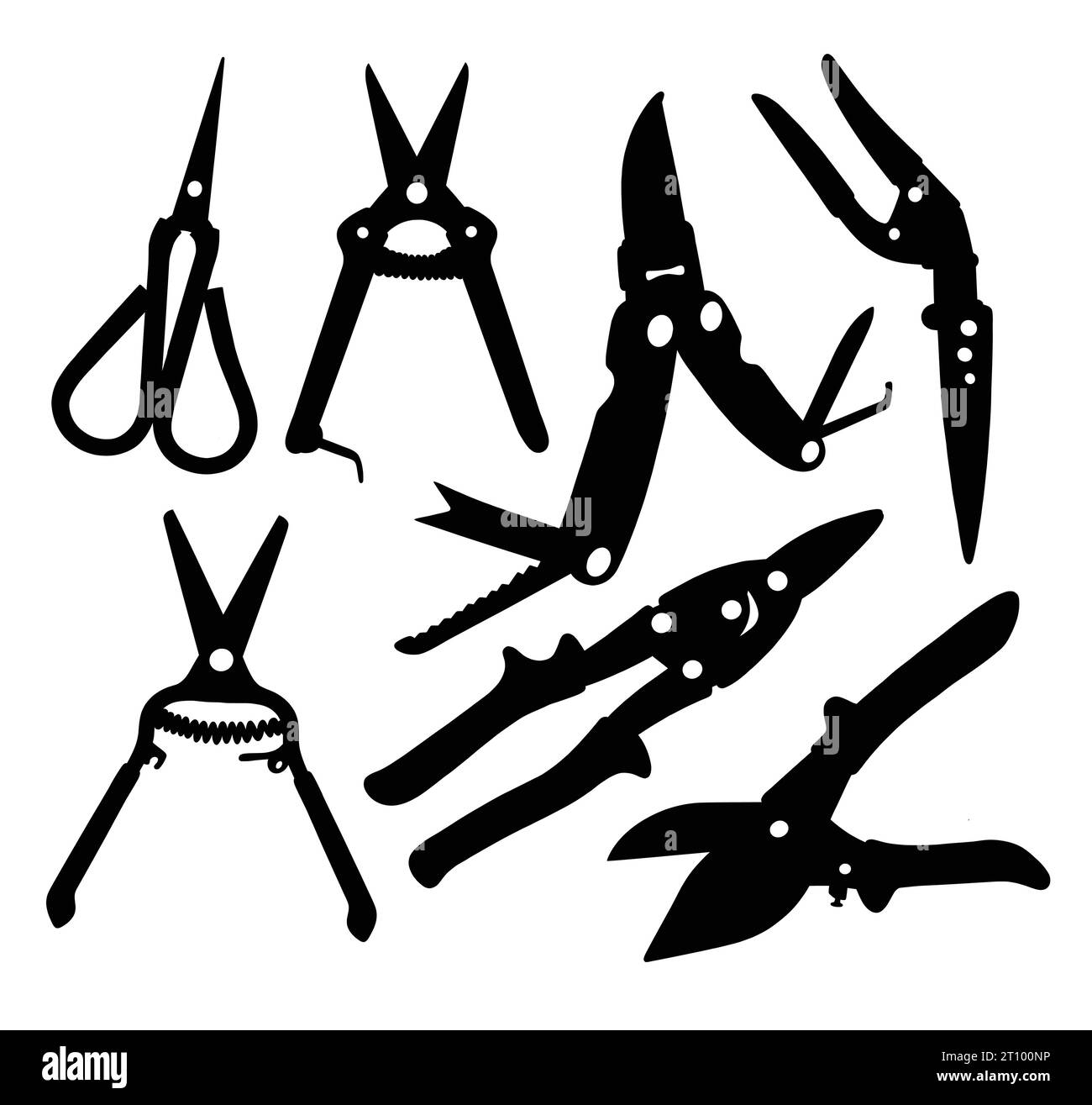 ciseaux jardin et plantes équipement silhouette Illustration de Vecteur