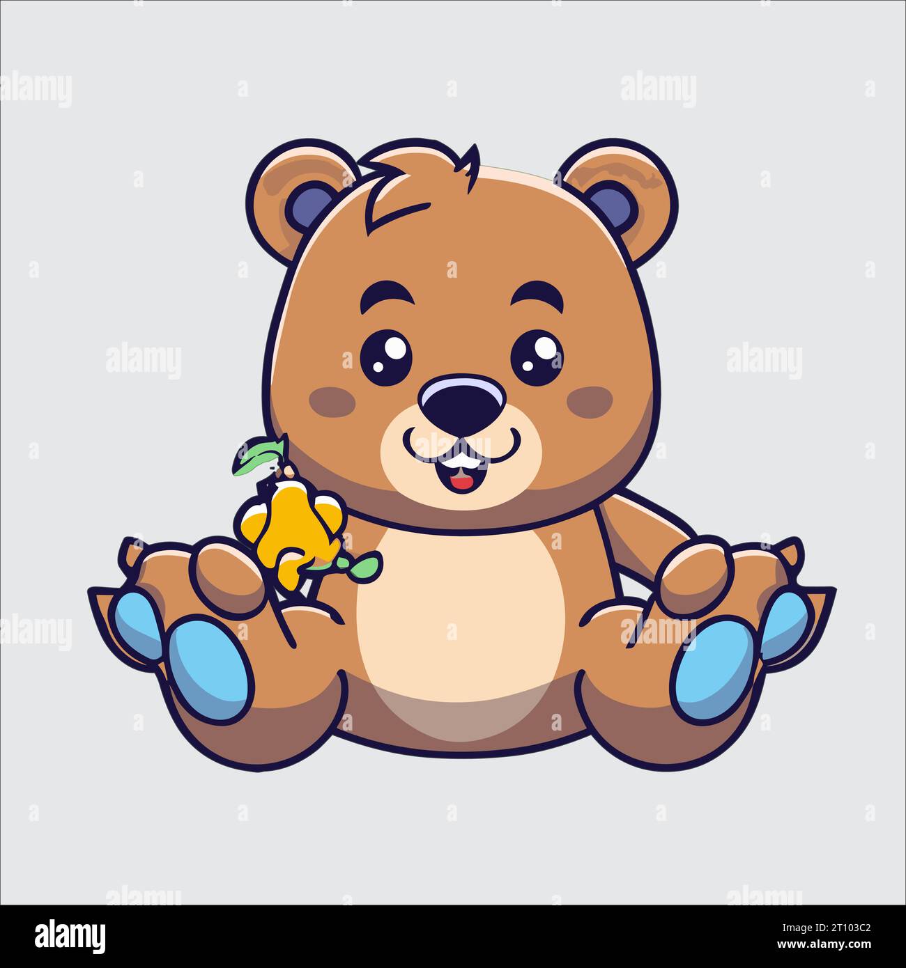 Cet art vectoriel montre l'art de caractère d'un adorable ours en peluche. Illustration de Vecteur