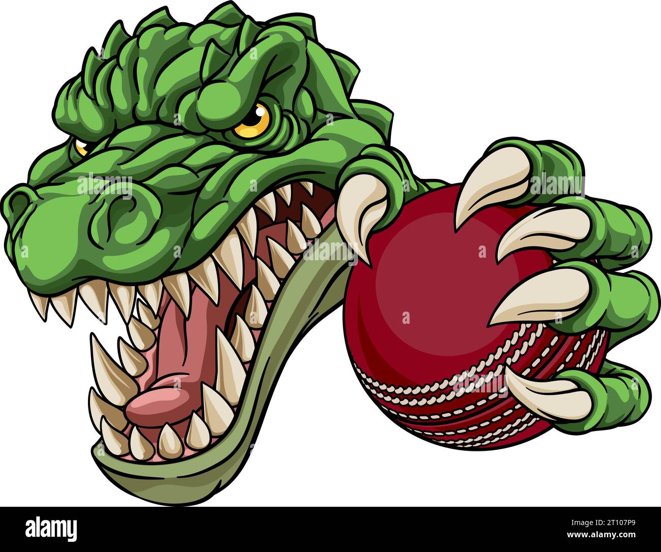 Crocodile Dinosaur Alligator Cricket Mascot Sports Illustration de Vecteur