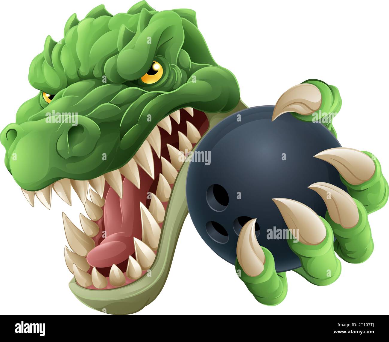 Crocodile Dinosaur Alligator Bowling Mascot Sports Illustration de Vecteur