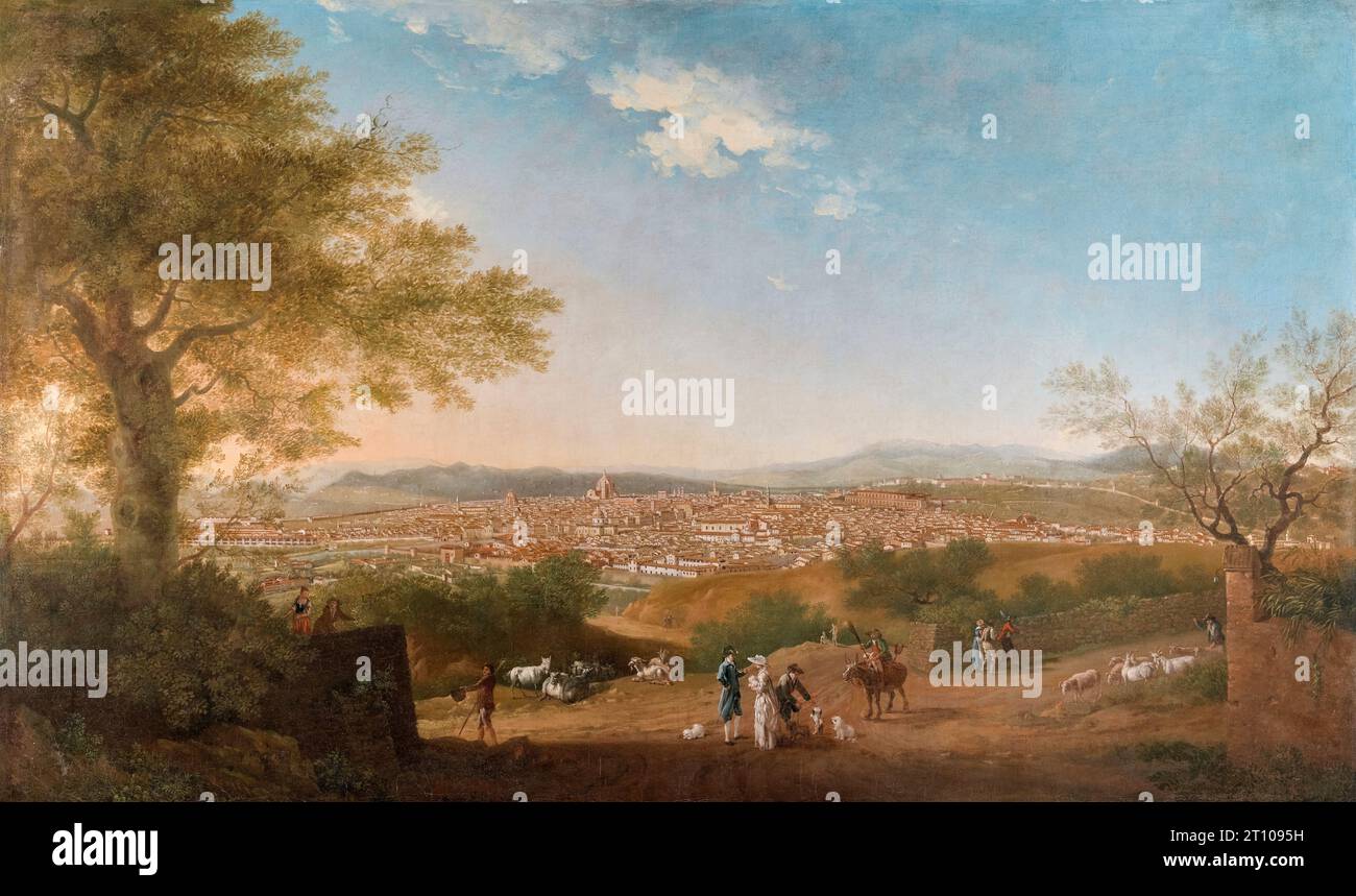 Vue panoramique de Florence depuis Bellosguardo, peinture de paysage à l'huile sur toile de Thomas Patch, 1775 Banque D'Images