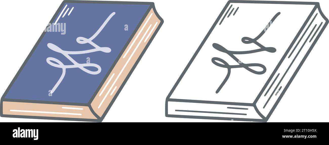 Style de croquis de doodle de livre. Livre dessiné à la main à l'encre et en couleur. Agenda, bloc-notes, clip art manuel, illustration vectorielle isolée Illustration de Vecteur