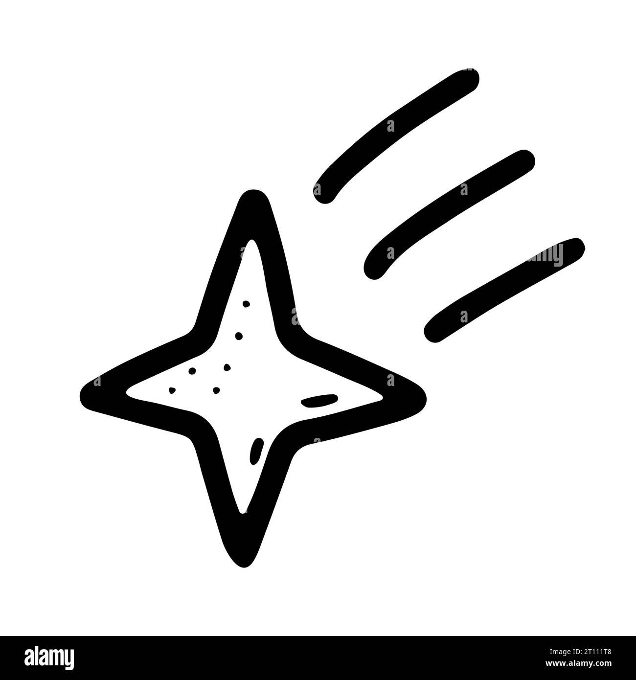 Comète doodle spatiale. Astéroïde dessiné à la main isolé sur fond blanc. Objet astronomique. Météorite de l'univers, signe de l'étoile tombante. Astronomie, astrologie Illustration de Vecteur