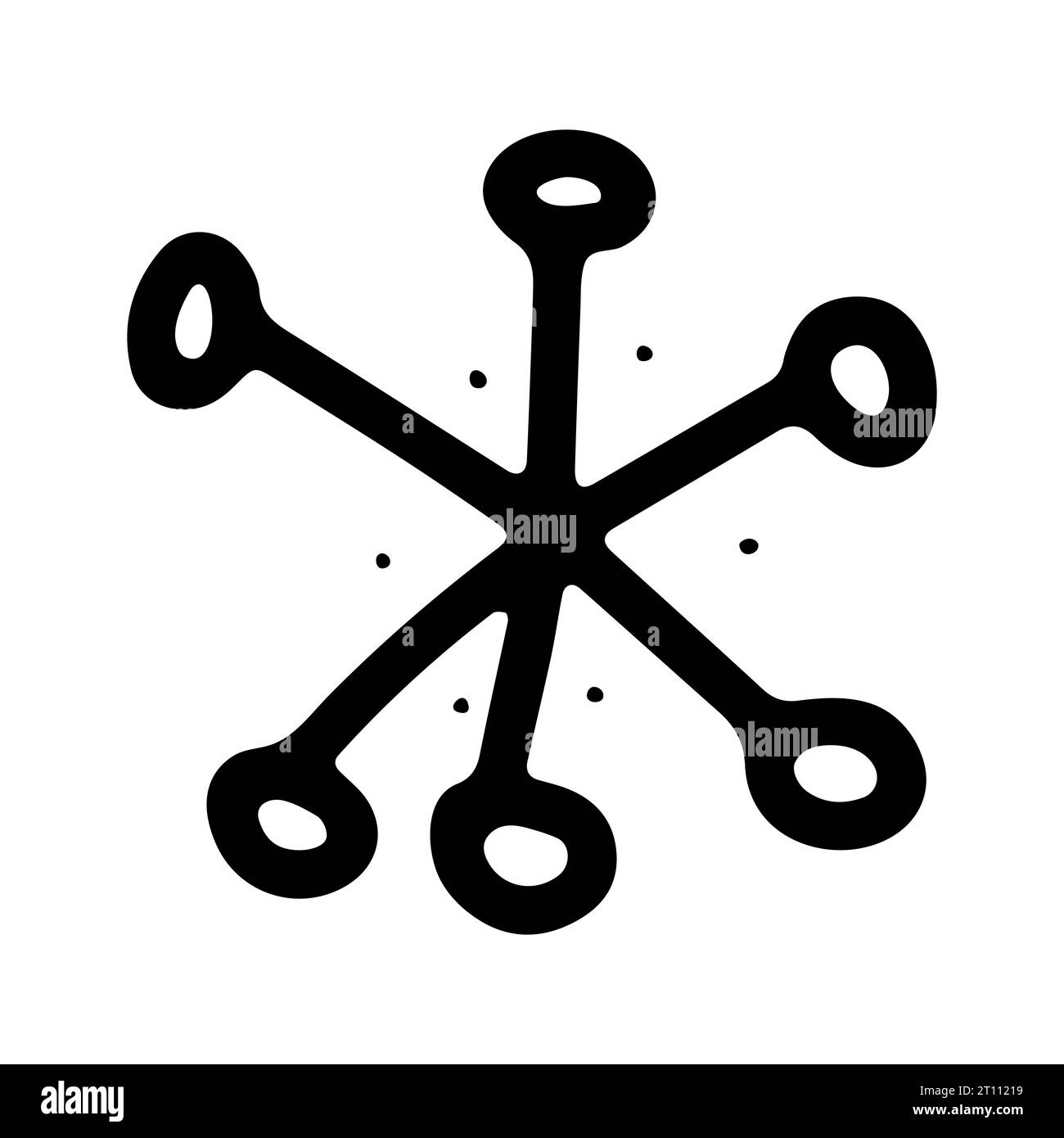 Doodle Christmas Snowflake. Neige de contour dessiné à la main isolé sur fond blanc. X-mas ligne symbole des vacances d'hiver du nouvel an. Signe froid. Festive Illustration de Vecteur