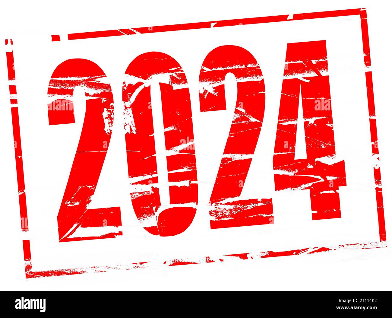 Composite numérique. Effet de timbre en caoutchouc rouge avec l'année 2024. gummi, stempel, nouvel an, jour du nouvel an crédit : Imago/Alamy Live News Banque D'Images
