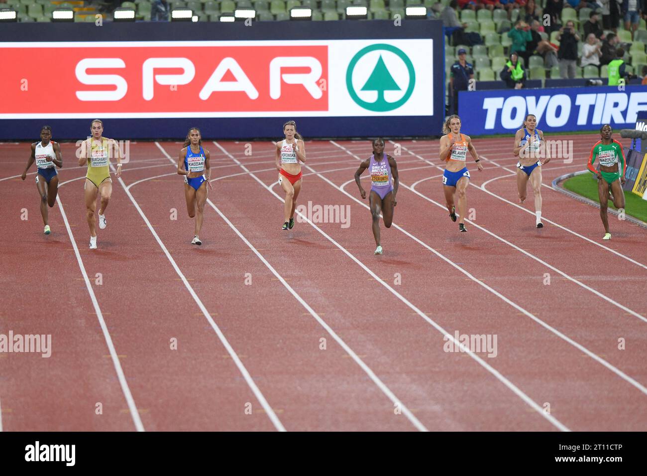 200m demi-finale féminine. Championnats d'Europe Munich 2022 Banque D'Images