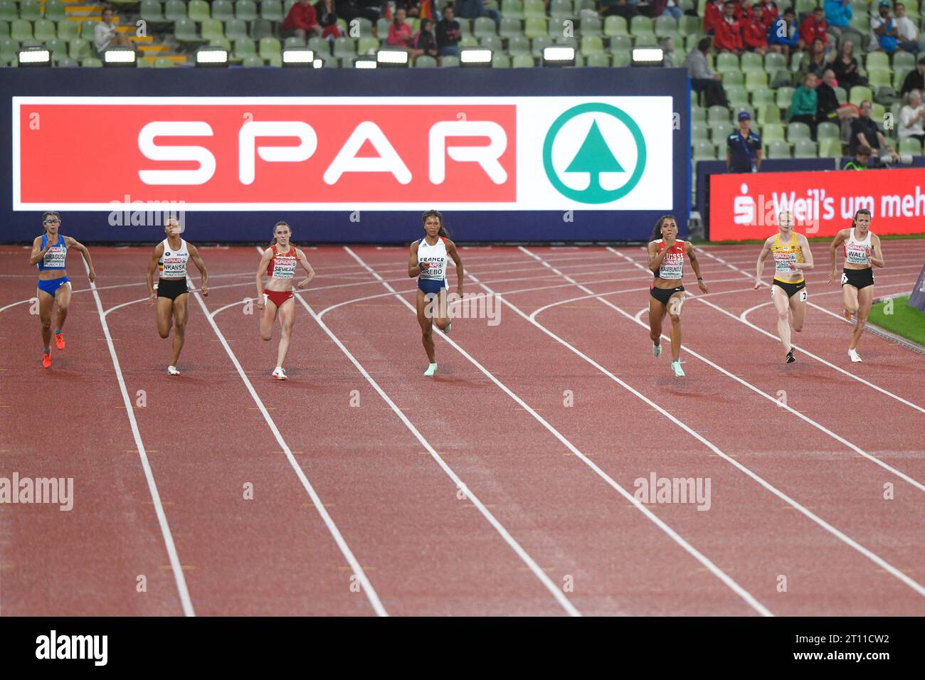 200m demi-finale féminine. Championnats d'Europe Munich 2022 Banque D'Images