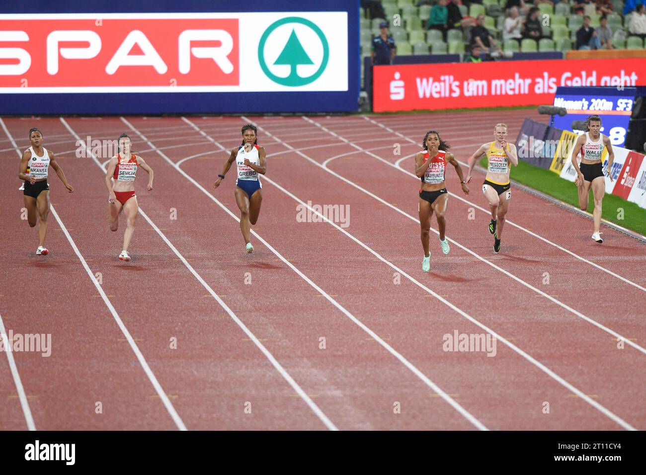 200m demi-finale féminine. Championnats d'Europe Munich 2022 Banque D'Images