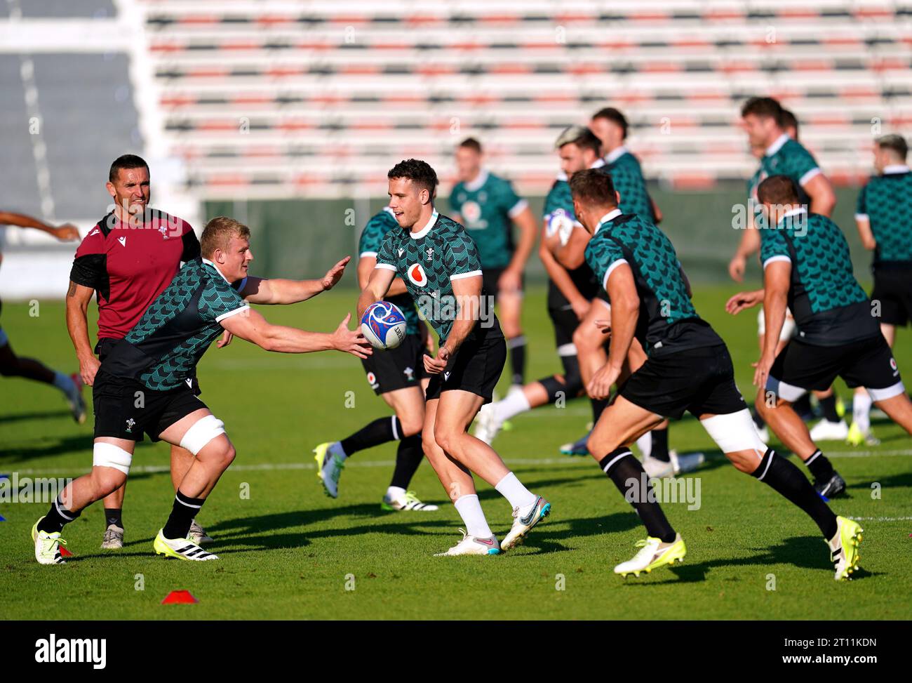 Kieran Hardy du pays de Galles lors d'une séance d'entraînement au Stade Mayol à Toulon, France. Date de la photo : mardi 10 octobre 2023. Banque D'Images