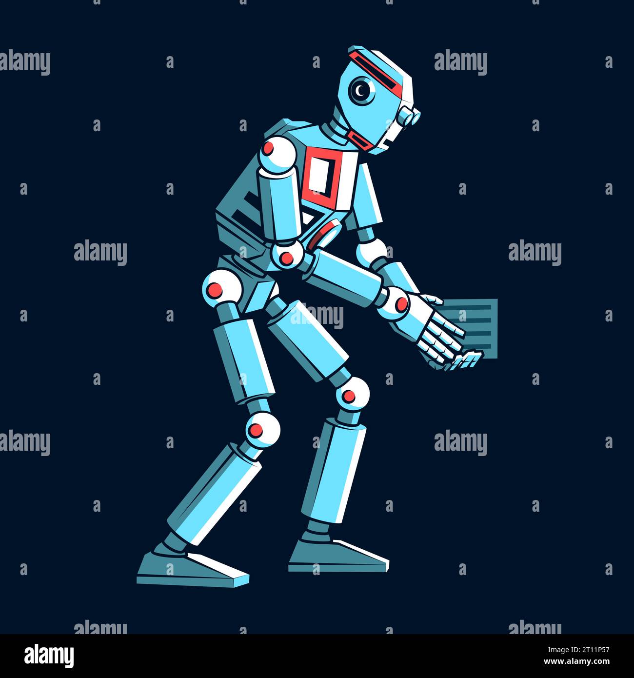 Robot rétro fait quelque chose avec un certain appareil Illustration de Vecteur