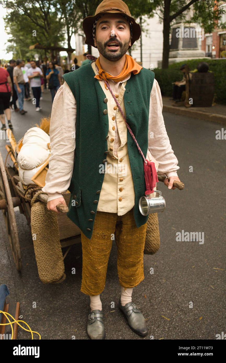 Canada, Québec, Montréal, marché public du 18e siècle, gens, costumes historiques, Banque D'Images