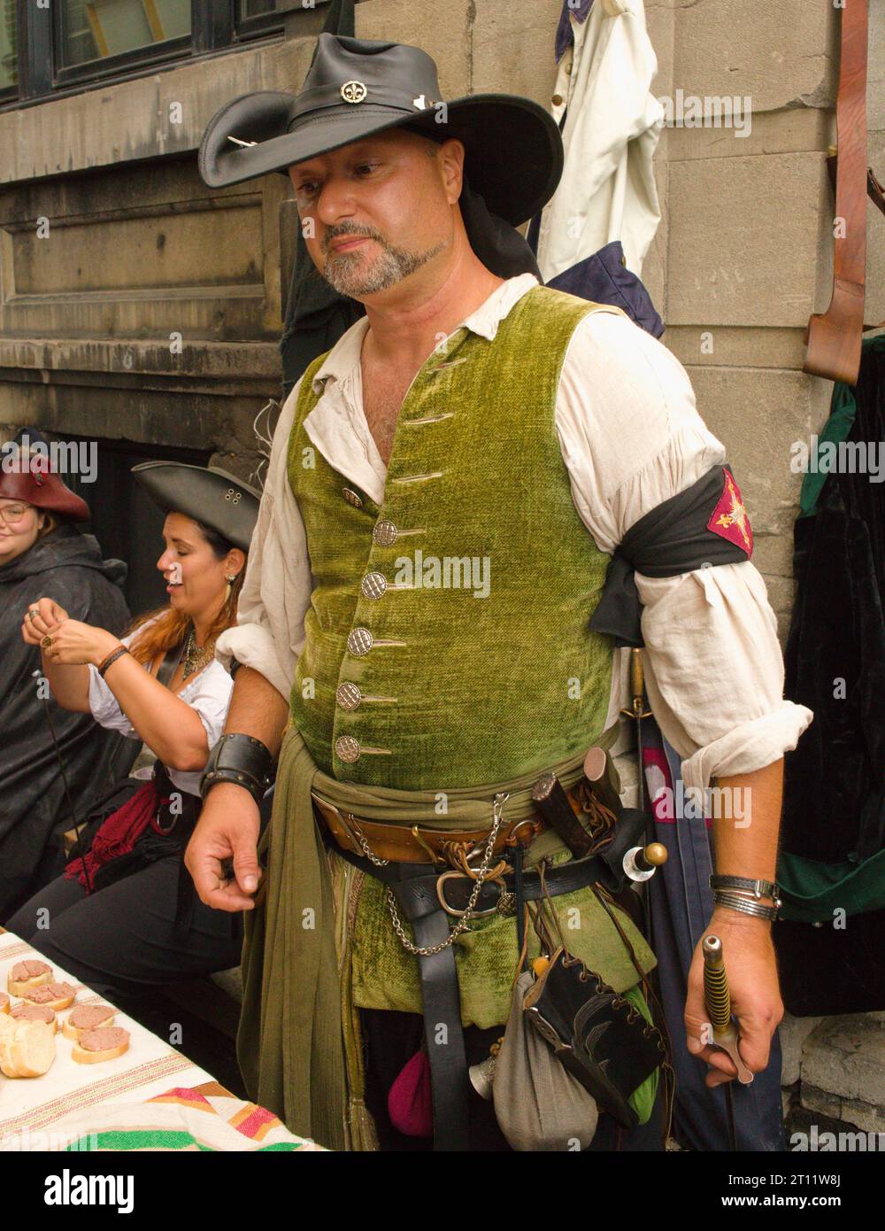 Canada, Québec, Montréal, marché public du 18e siècle, gens, costumes historiques, Banque D'Images