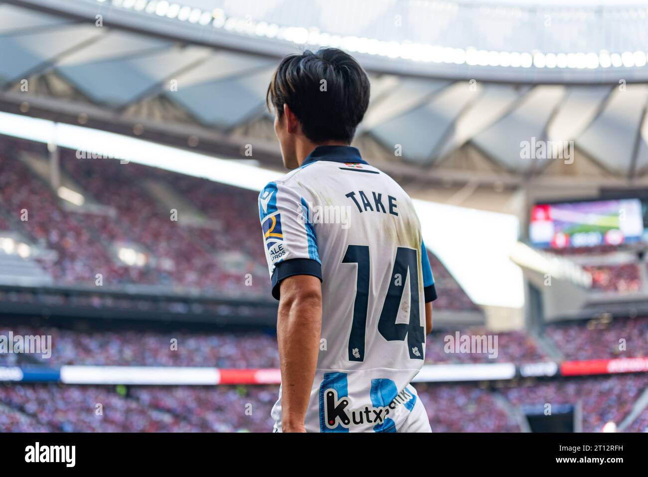 Madrid, Espagne. 08 octobre 2023. Takefusa Kubo (Real Sociedad) vu en action lors du match de football du championnat espagnol la Liga EA Sports entre l'Atletico Madrid et la Real Sociedad au stade Civitas Metropolitano. Atletico Madrid 2 : 1 Real Sociedad (photo Alberto Gardin/SOPA Images/Sipa USA) crédit : SIPA USA/Alamy Live News Banque D'Images