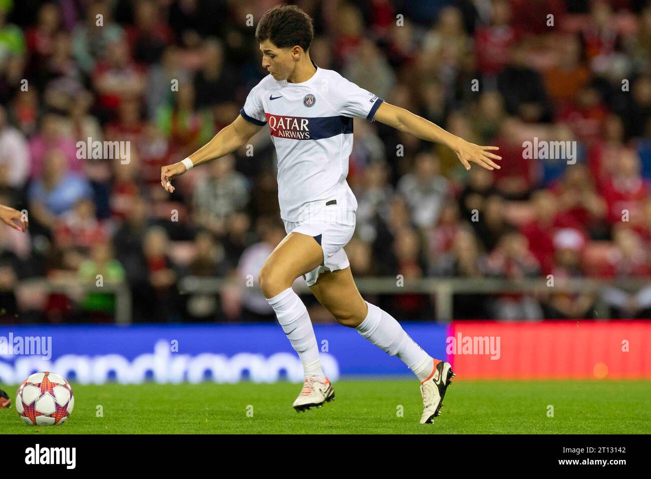 ELISA de Almeida #5 du Paris Saint-Germain en action lors du match du 1e tour de la Ligue des Champions féminine de l'UEFA entre Manchester United et le Paris St Germain au stade de Leigh, le mardi 10 octobre 2023. (Photo : Mike Morese | MI News) crédit : MI News & Sport / Alamy Live News Banque D'Images ELISA de Almeida #5 du Paris Saint-Germain en action lors du match du 1e tour de la Ligue des Champions féminine de l'UEFA entre Manchester United et le Paris St Germain au stade de Leigh, le mardi 10 octobre 2023. (Photo : Mike Morese | MI News) crédit : MI News & Sport / Alamy Live News Banque D'Images