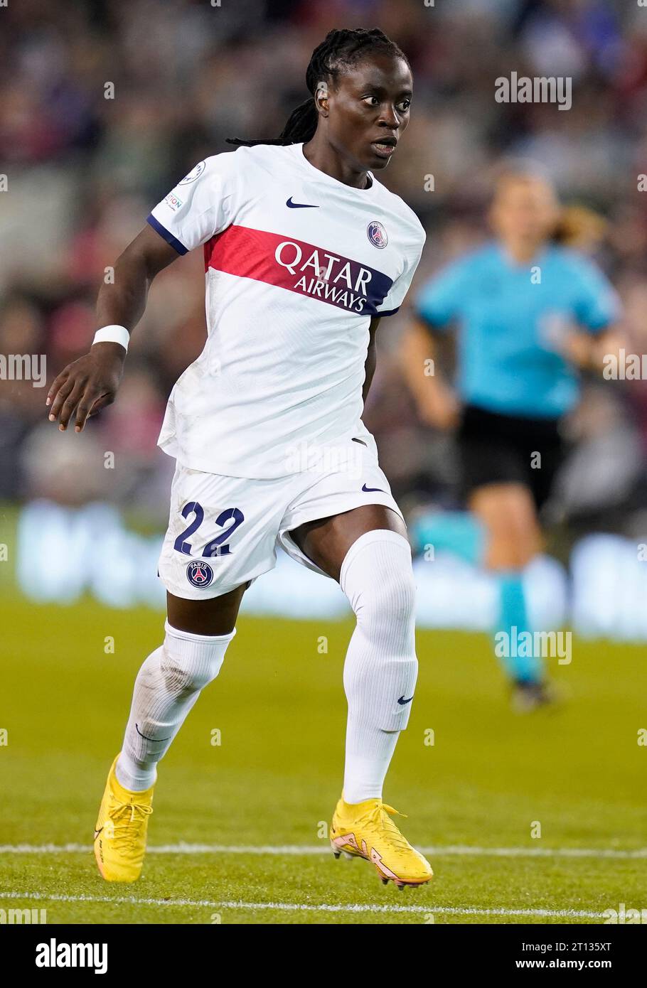 Leigh, Royaume-Uni. 10 octobre 2023. Tabitha Chawinga du PSG lors du match de la Ligue des champions féminine de l'UEFA à Leigh Sports Village, Leigh. Le crédit photo devrait se lire : Andrew Yates/Sportimage crédit : Sportimage Ltd/Alamy Live News Banque D'Images