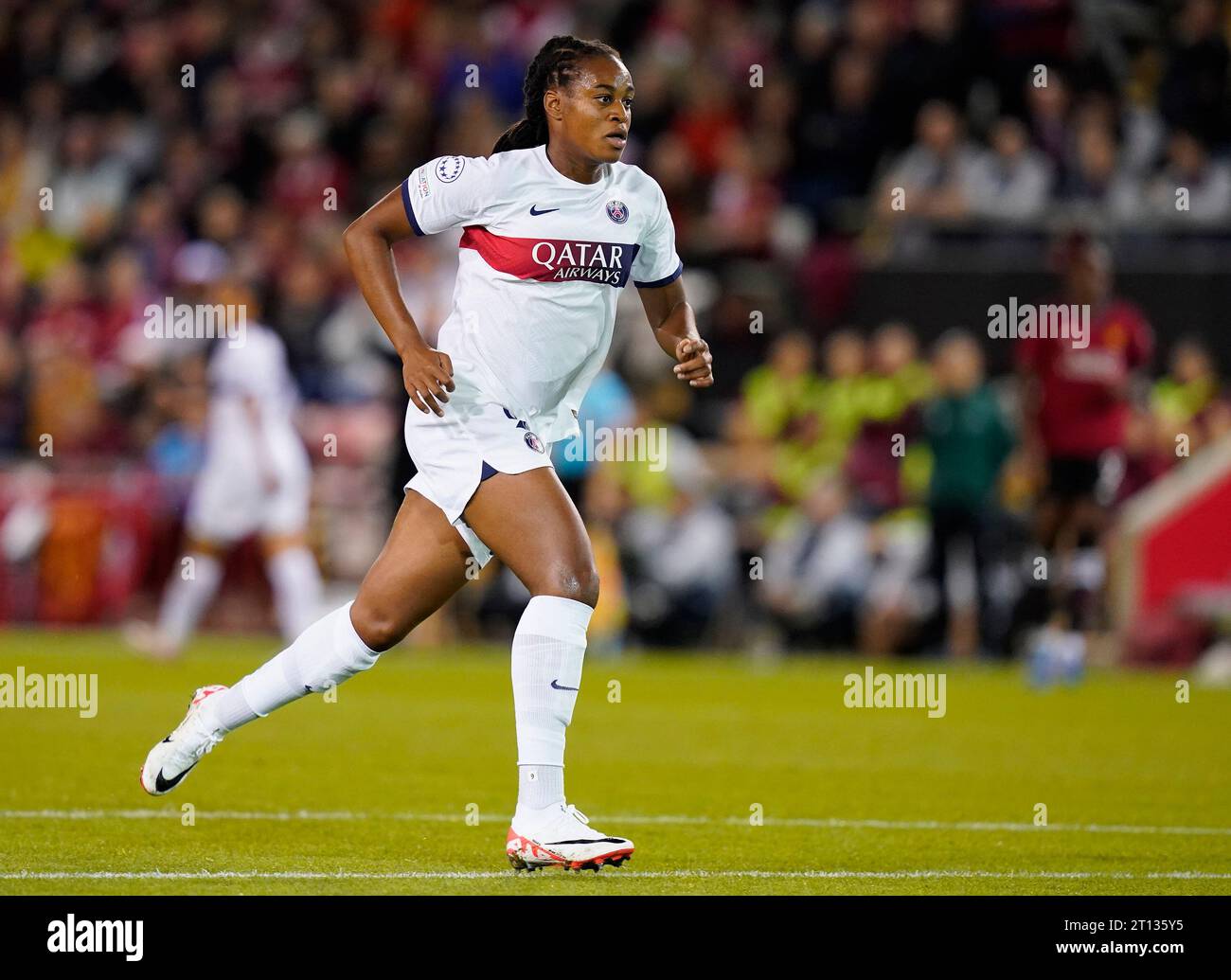 Leigh, Royaume-Uni. 10 octobre 2023. Antoinette Katoto du PSG lors du match de la Ligue des champions féminine de l'UEFA à Leigh Sports Village, Leigh. Le crédit photo devrait se lire : Andrew Yates/Sportimage crédit : Sportimage Ltd/Alamy Live News Banque D'Images