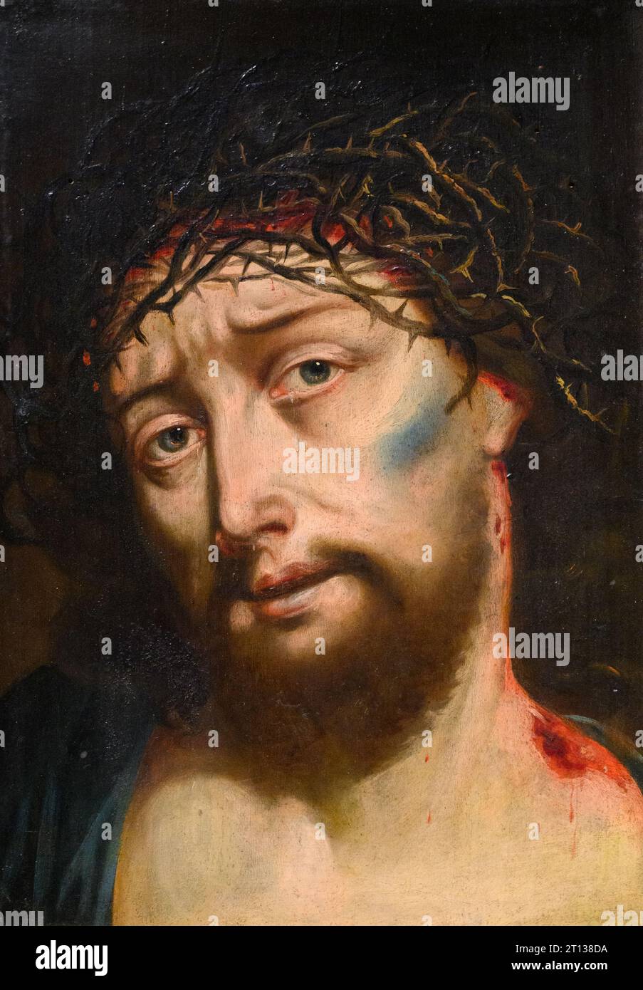 L'Homme des douleurs - Christ couronné d'épines. Slavonice, République tchèque. La fin du 16e siècle. Banque D'Images