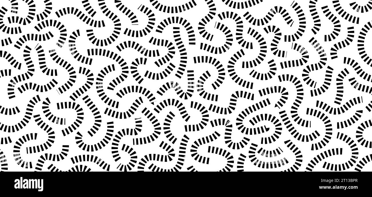Motif de doodle monochrome. Motif drôle. Courbes noires sur fond blanc. Illustration de Vecteur