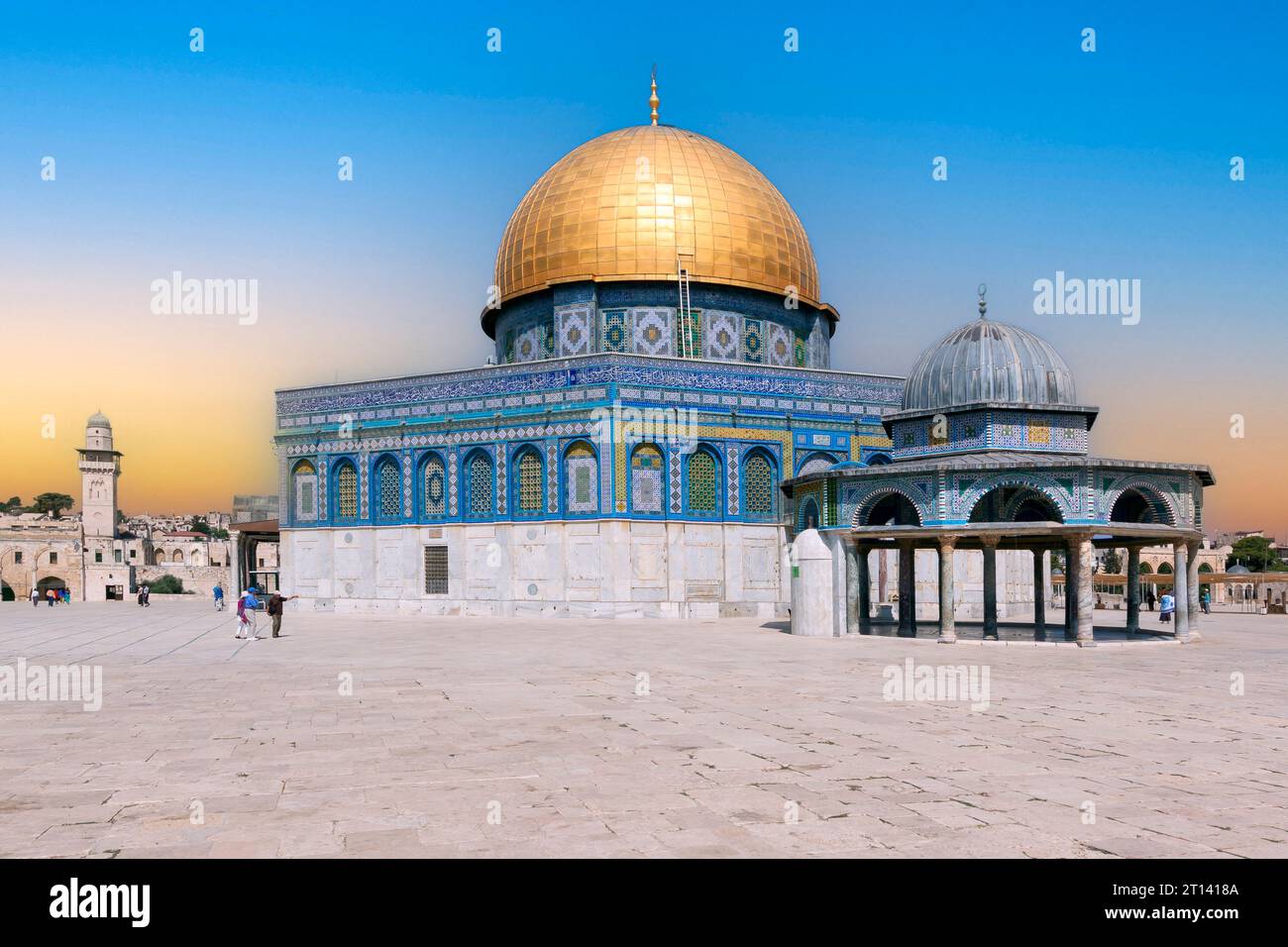 Dôme du Rocher mosquée sur le mont du Temple à Jérusalem Israël Banque D'Images