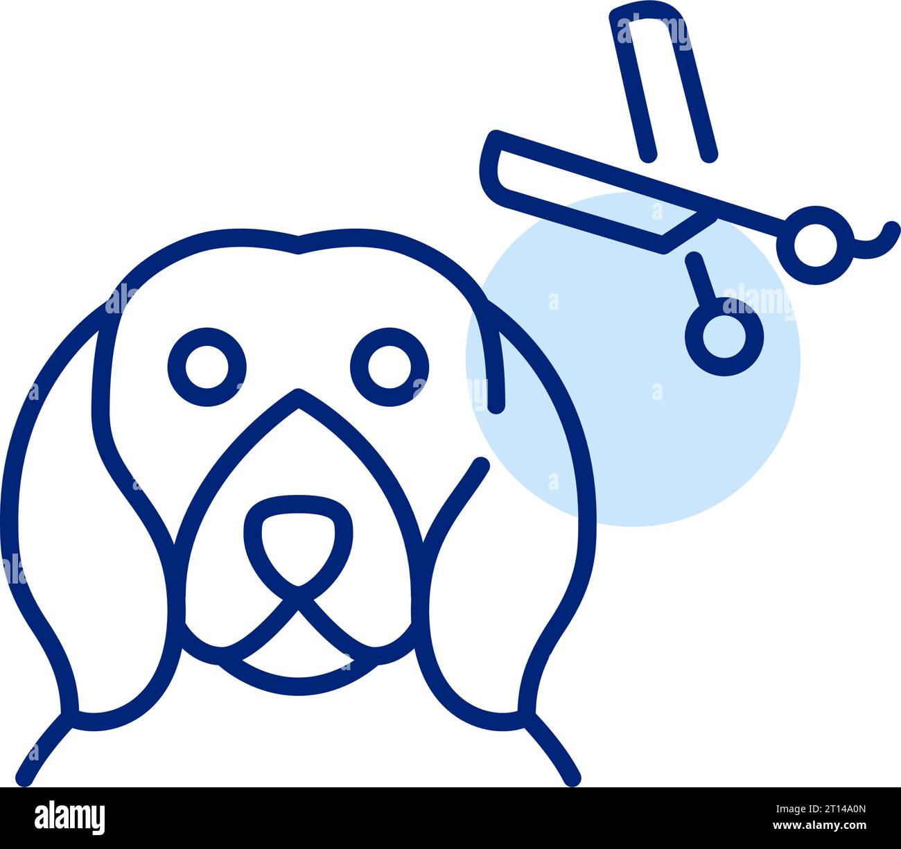 Chien à un toiletteur. Beagle, animal heureux. Icône Pixel Perfect Illustration de Vecteur