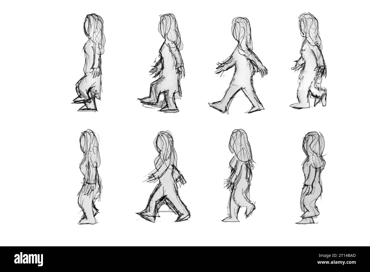 cycle de marche d'un croquis de femme mature Banque D'Images