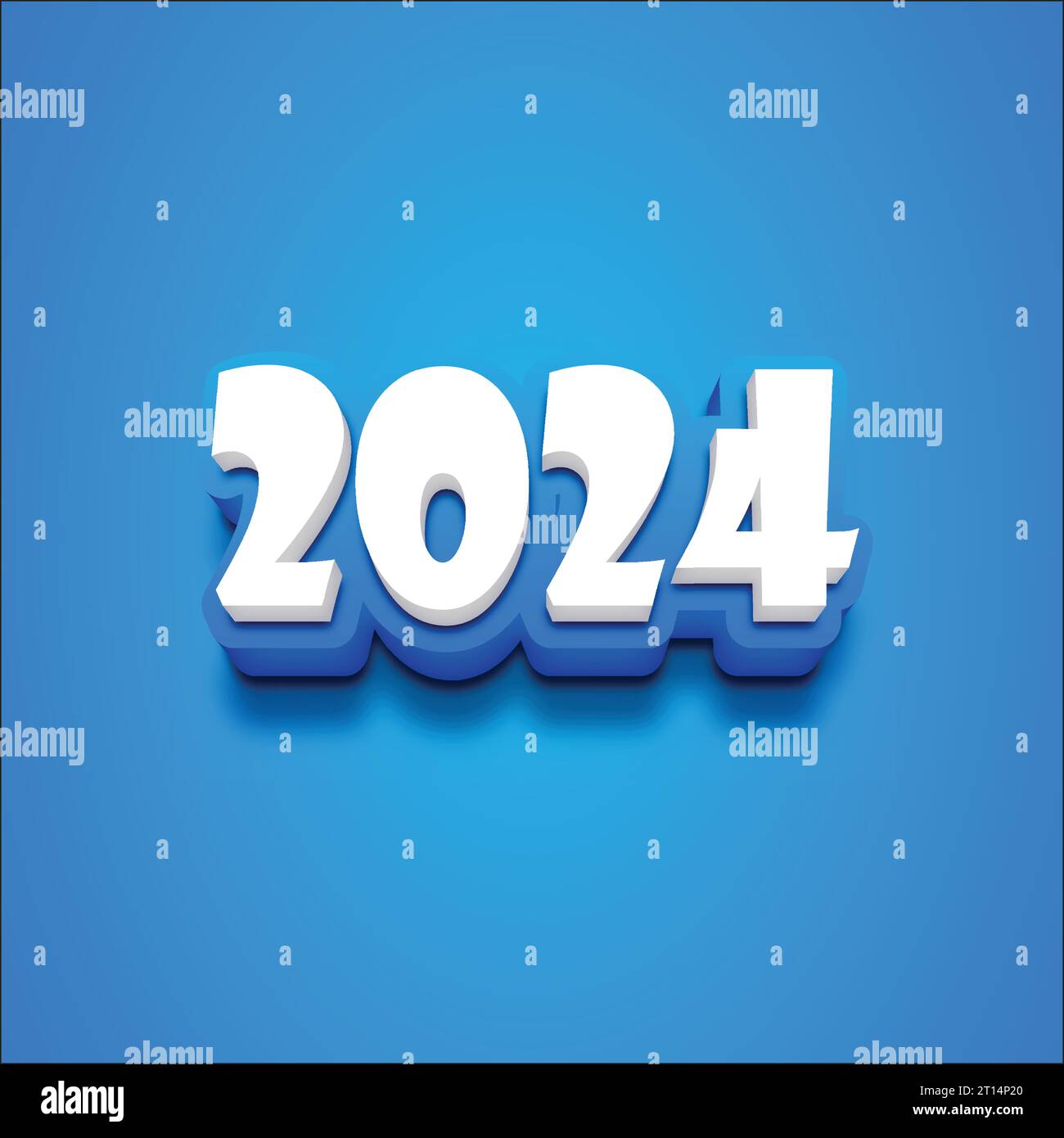 Texte Vector 3D 2024 sur un fond noir bleu. Illustration de Vecteur