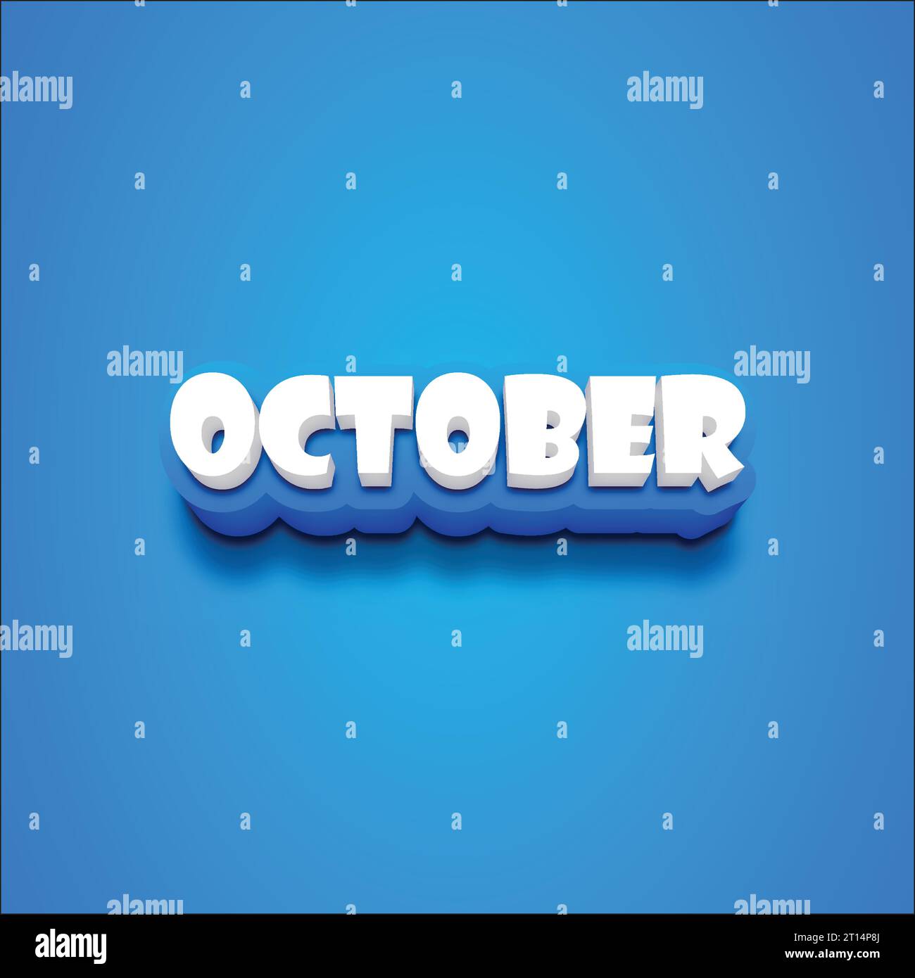 Vector 3D texte d'octobre sur un terrain noir bleu. Illustration de Vecteur