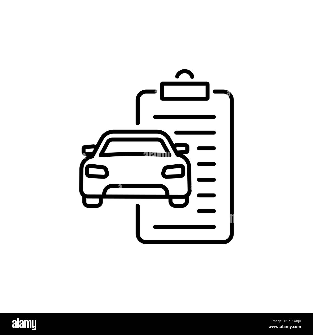 Icône de liste de contrôle de réparation de voiture de la collection de mécanicons. Liste de contrôle de réparation de voiture linéaire mince, contrôle, icône de contour de liste isolée sur fond blanc. Illustration de Vecteur
