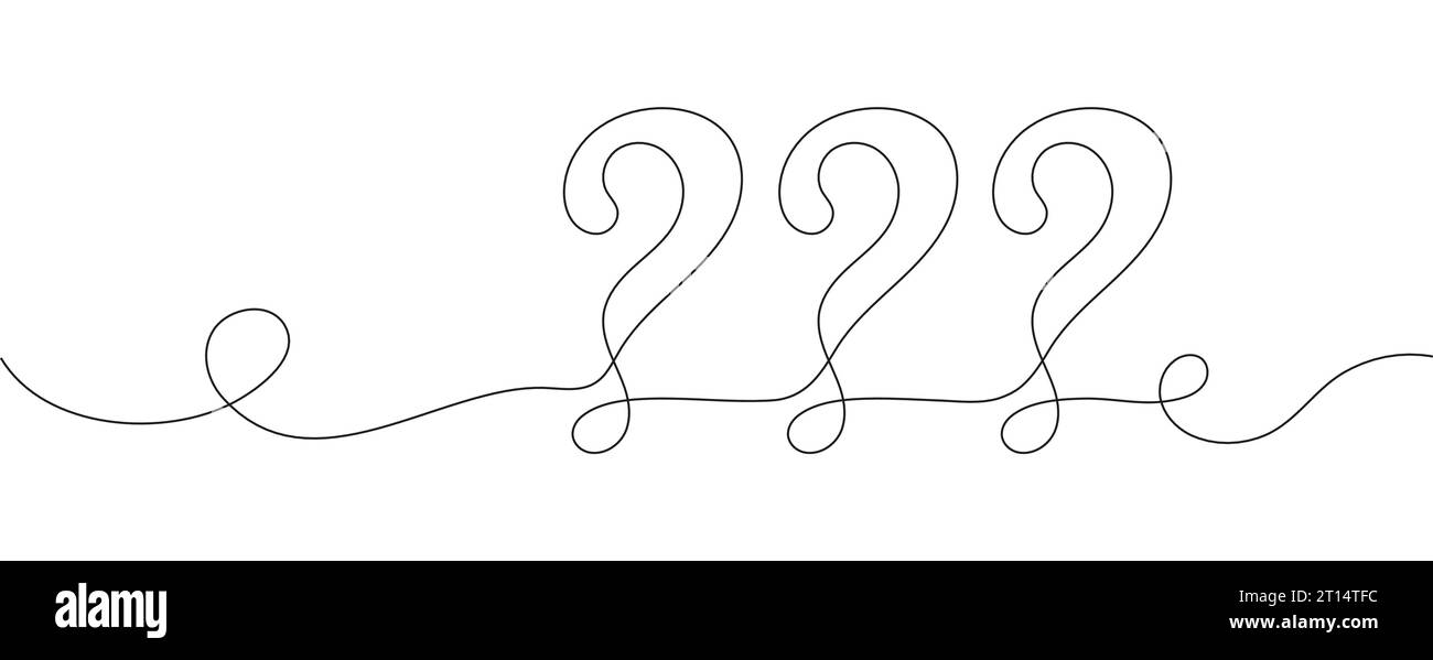 Trois points d'interrogation en ligne continue. Point d'interrogation dessin au trait continu Vecteur de concept FAQ. Symboles d'interrogation pour exprimer des problèmes Illustration de Vecteur