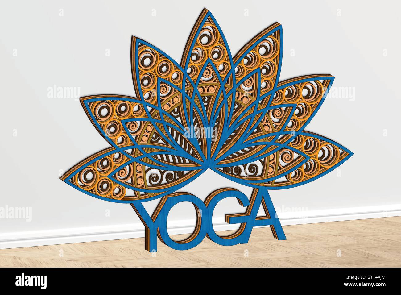 YOGA LOGO les fichiers de mise en page multicouches numériques sont spécialement préparés pour la découpe laser, la machine de routeur CNC et d'autres machines de découpe. Illustration de Vecteur