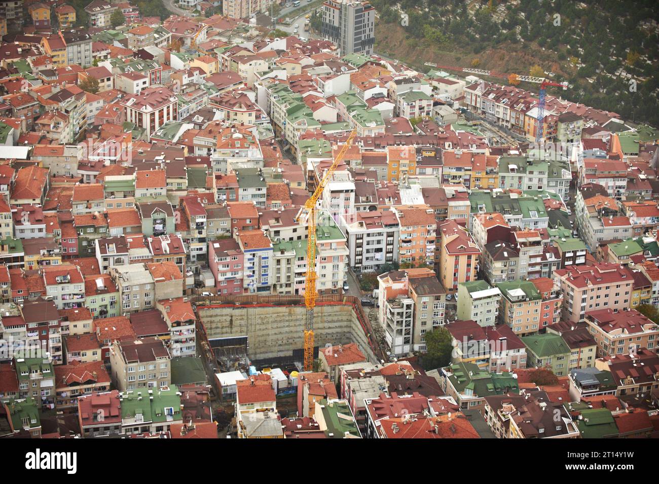 Vue aérienne de la vieille ville d'Istanbul au coucher du soleil. Banque D'Images