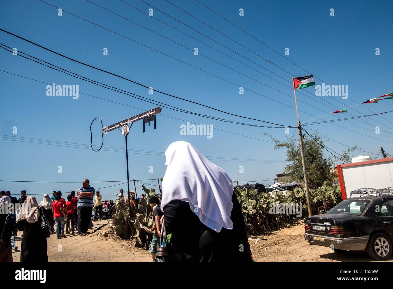 Michael Bunel / le Pictorium - conflit à Gaza - 14/05/2018 - Palestine / bande de Gaza / malaka - vue d'une clé (la clé, symbole du droit au retour pour tous les réfugiés palestiniens) installée à l'entrée du lieu du 70e anniversaire de la Nakba (jour de la catastrophe), qui marque le déplacement qui a précédé et suivi la Déclaration d'indépendance israélienne de 1948. 14 mai 2018. Malaka. Bande de Gaza. Palestine. Banque D'Images