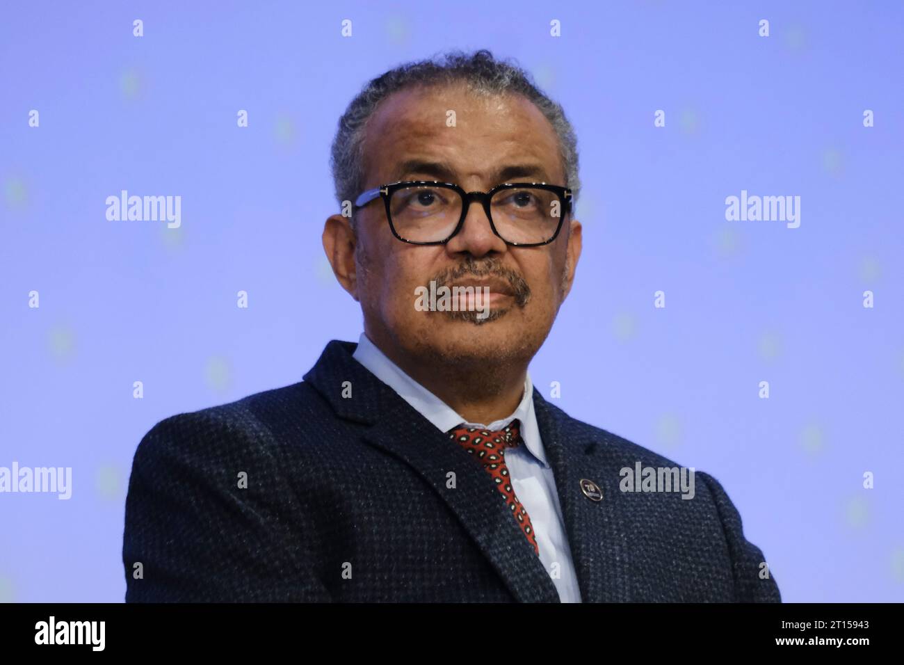 Bruxelles, Belgique. 11 octobre 2023. Directeur général de l'OMS Tedros ADHANOM GHEBREYESUS lors du lancement d'un nouveau partenariat de financement pour l'éradication de la poliomyélite cérémonie de signature à Bruxelles, Belgique, le 11 octobre 2023. Crédit : ALEXANDROS MICHAILIDIS/Alamy Live News Banque D'Images