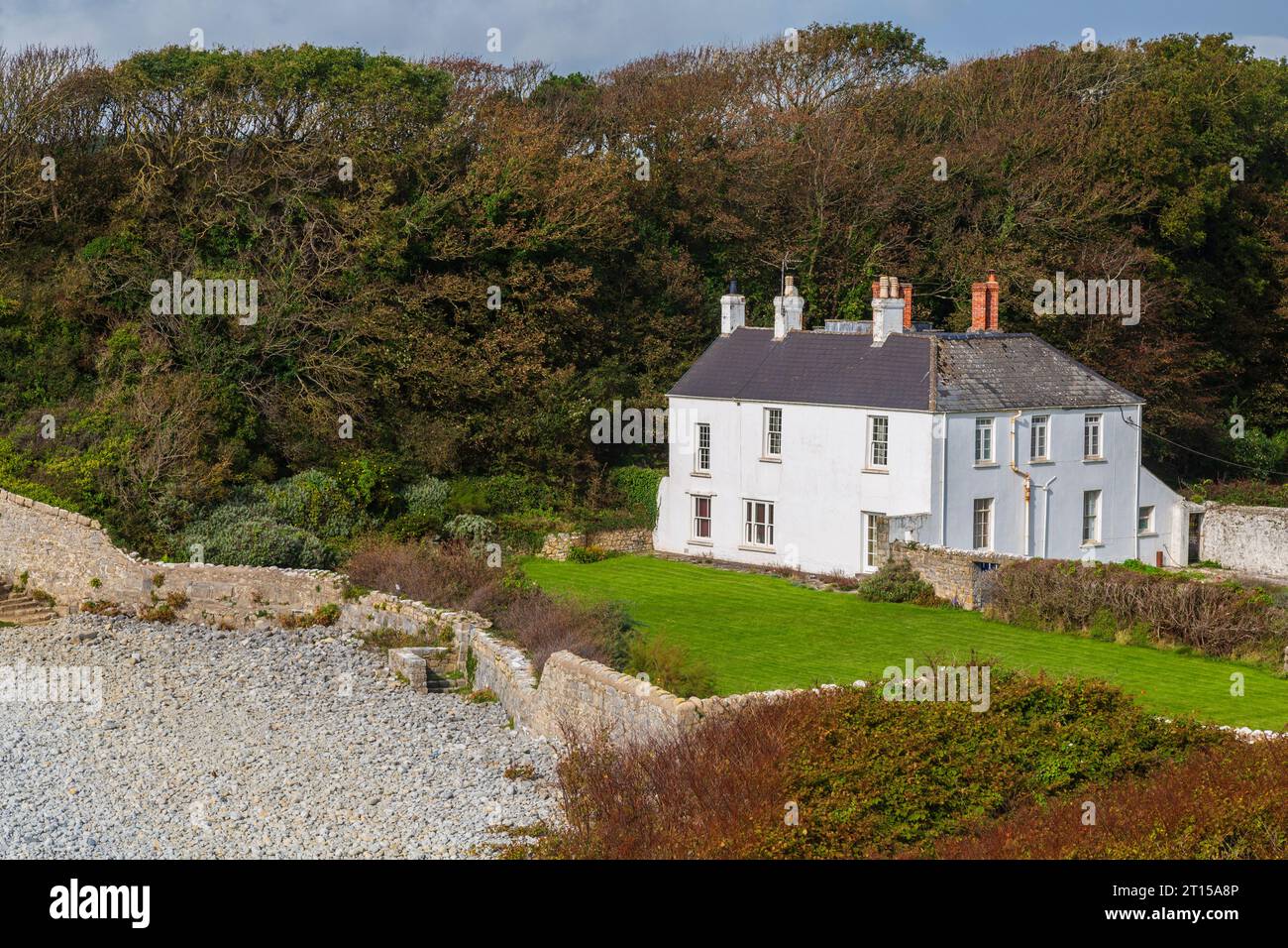Grand cottage à Tresilian Bay, sur la Glamorgan Heritage Coast, près de Llantwit Major, Galles du Sud. Banque D'Images