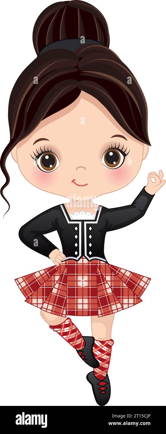 Vector Cute Girl exécutant Highland Dance Illustration de Vecteur