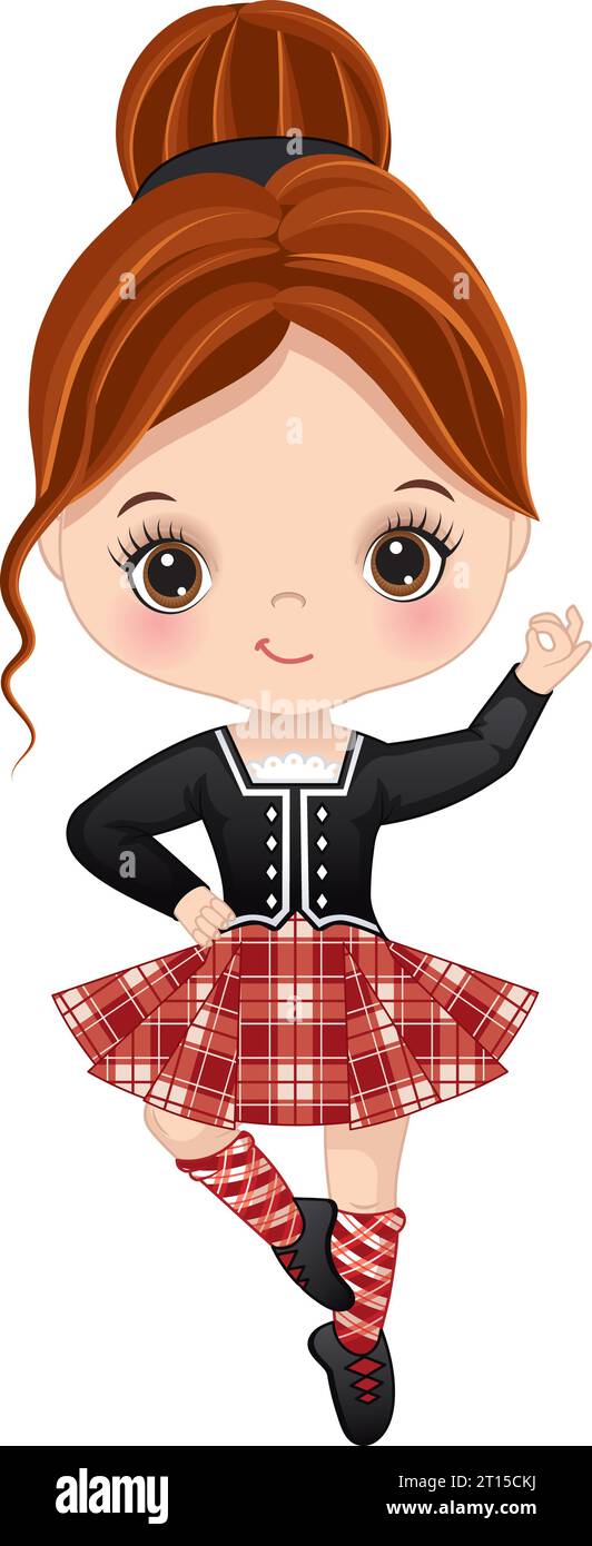 Vector Cute Girl exécutant Highland Dance Illustration de Vecteur