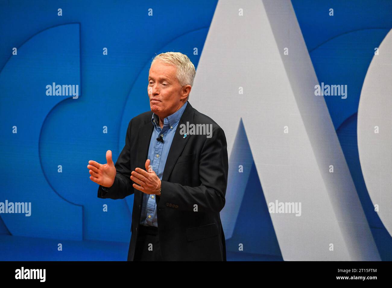 Melbourne, Australie. 11 octobre 2023. Craig Tiley, PDG de tennis Australia et directeur du tournoi Open Australian, prend la parole lors du lancement médiatique de l'Open Australian 2024. (Photo Alexander Bogatyrev/SOPA Images/Sipa USA) crédit : SIPA USA/Alamy Live News Banque D'Images