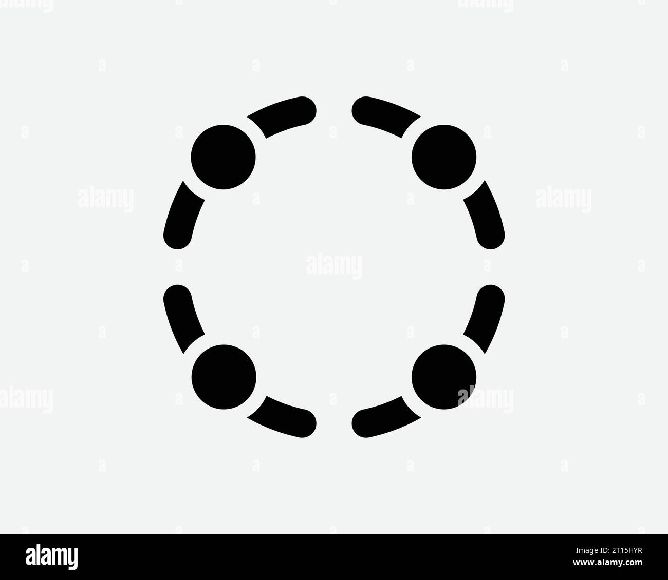 Cercle icône travail d'équipe Top View Community collaborer collaboration travail équipe de travail support Noir blanc forme ligne Contour signe symbole EPS Vector Illustration de Vecteur