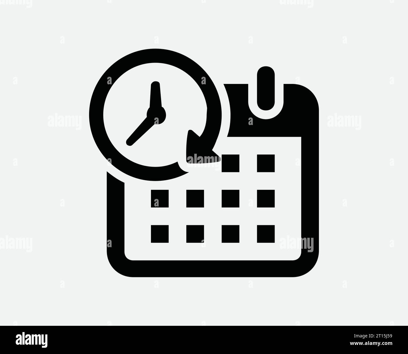 Compte à rebours Date ligne de données Calendrier horloge horloge Rappel Date rendez-vous jour mois icône Noir blanc forme ligne contour signe symbole EPS Vector Illustration de Vecteur