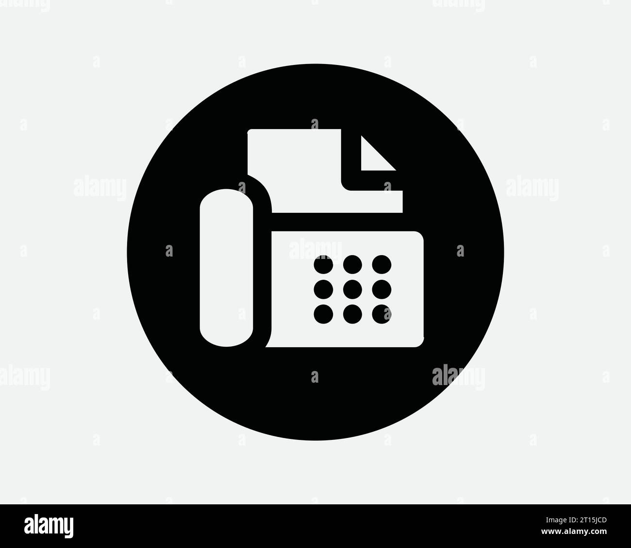 Télécopieur cercle icône équipement de bureau imprimante périphérique téléphone téléphone d'affaires rond ligne noire blanche contour forme signe symbole EPS vecteur Illustration de Vecteur