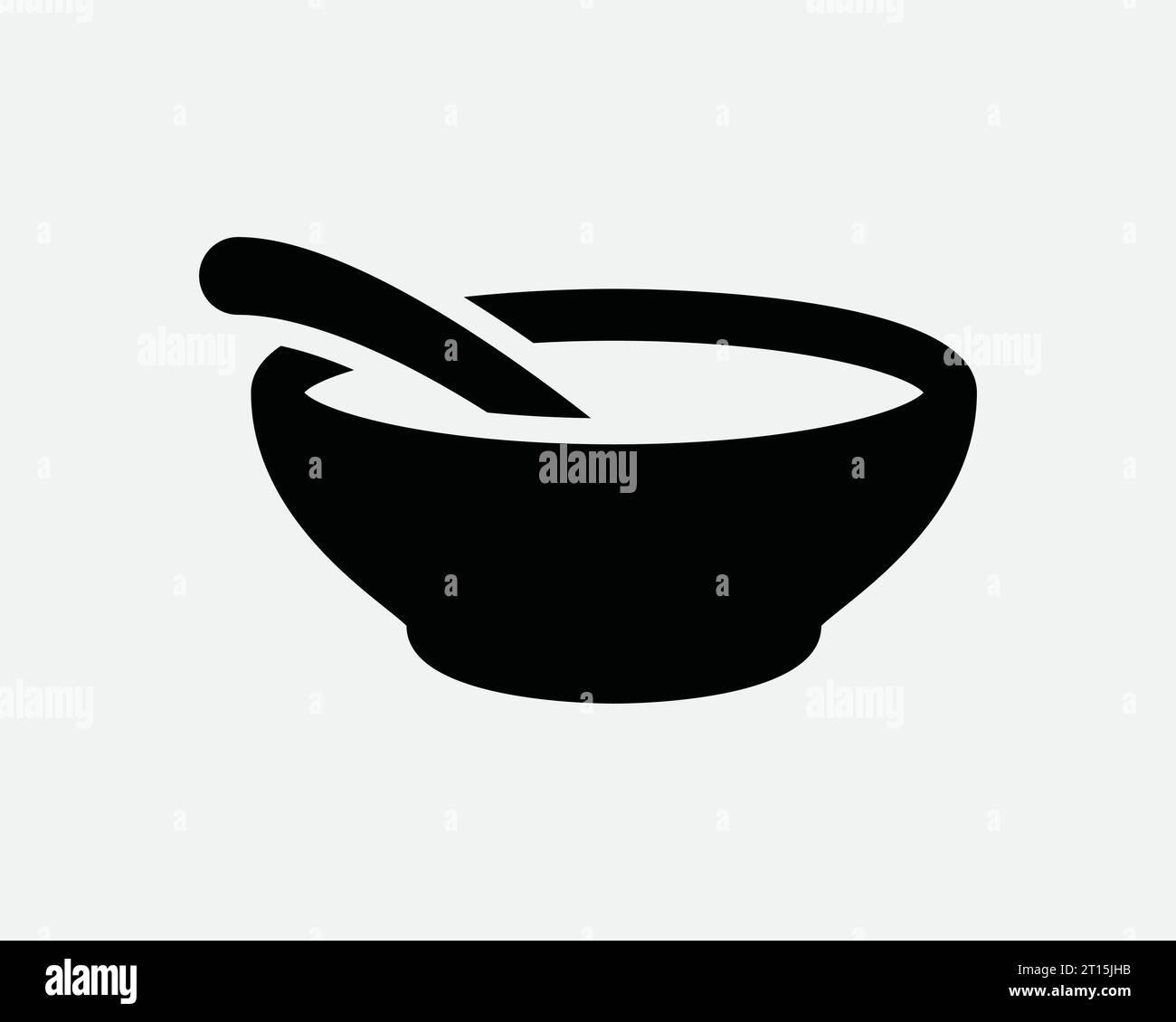 Food Bowl Icon Soup céréales cuillère cuisine cuisine repas Restaurant assiette petit déjeuner dîner Noir blanc Outline forme signe symbole EPS Vector Illustration de Vecteur