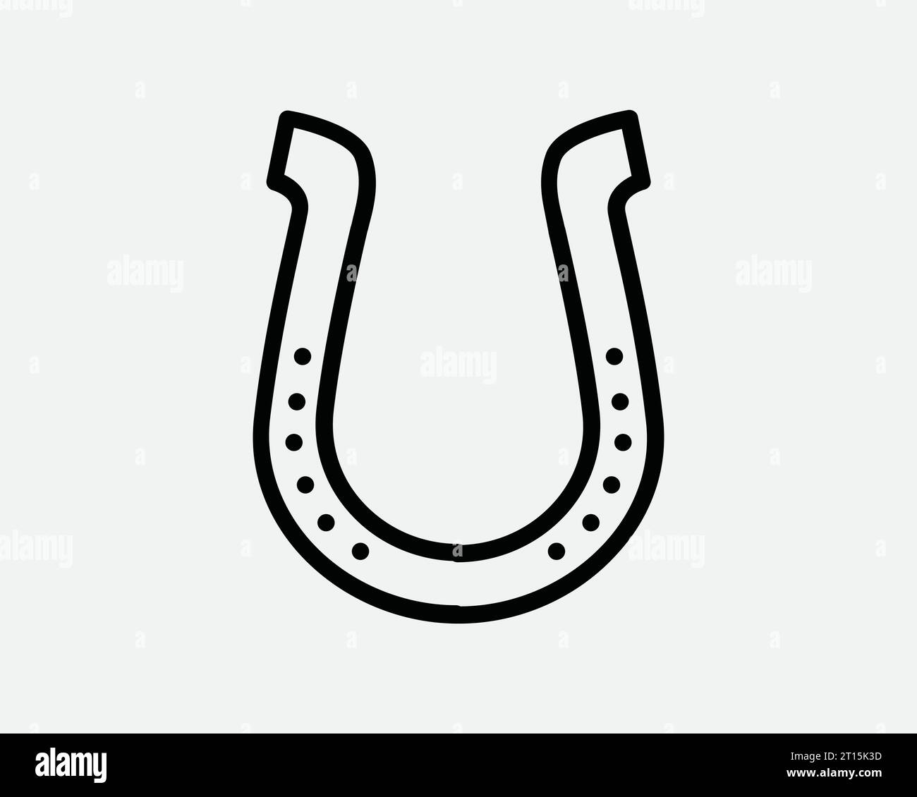 Horseshoe icône Luck Fortune Fortune Fortune Fortuné Horse Shoe Metal Pony Hoof Leg Feets Design Noir blanc contour ligne forme signe symbole EPS Vector Illustration de Vecteur