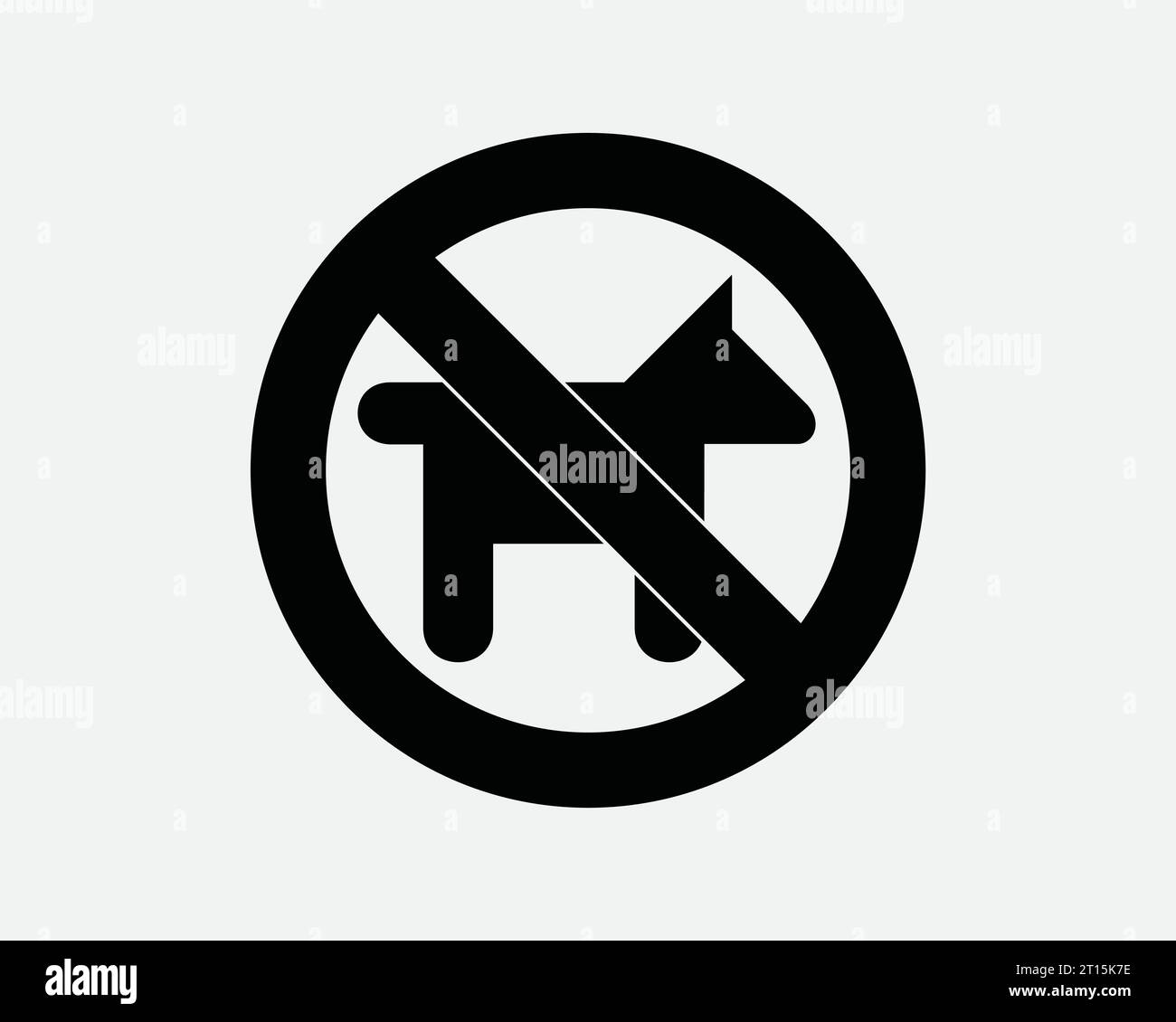Animaux interdits signe animaux interdits interdiction interdite restriction interdiction Avertissement chiens attention Noir blanc contour forme de la ligne icône symbole EPS Vector Illustration de Vecteur
